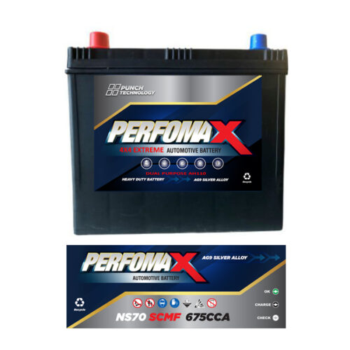 Performax Automotive Battery NS70-SCMF — Supplied Fast, Brand May Vary Depending on Stock Availability