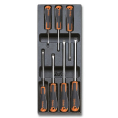 Beta ABS thermoformed tray with Beta Evox screwdrivers for slotted head screws T210